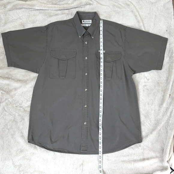 Columbia Men's Gray Button Down Flap Pocket Cotton Outdoor Shirt - Sz Large - Picture 4 of 9